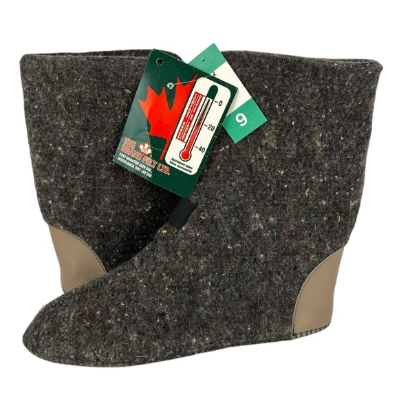 Brand Felt Men's 9 Boot Liners Made in Canada Wool Blend Dark Gray Winter Warmth - Picture 1 of 12